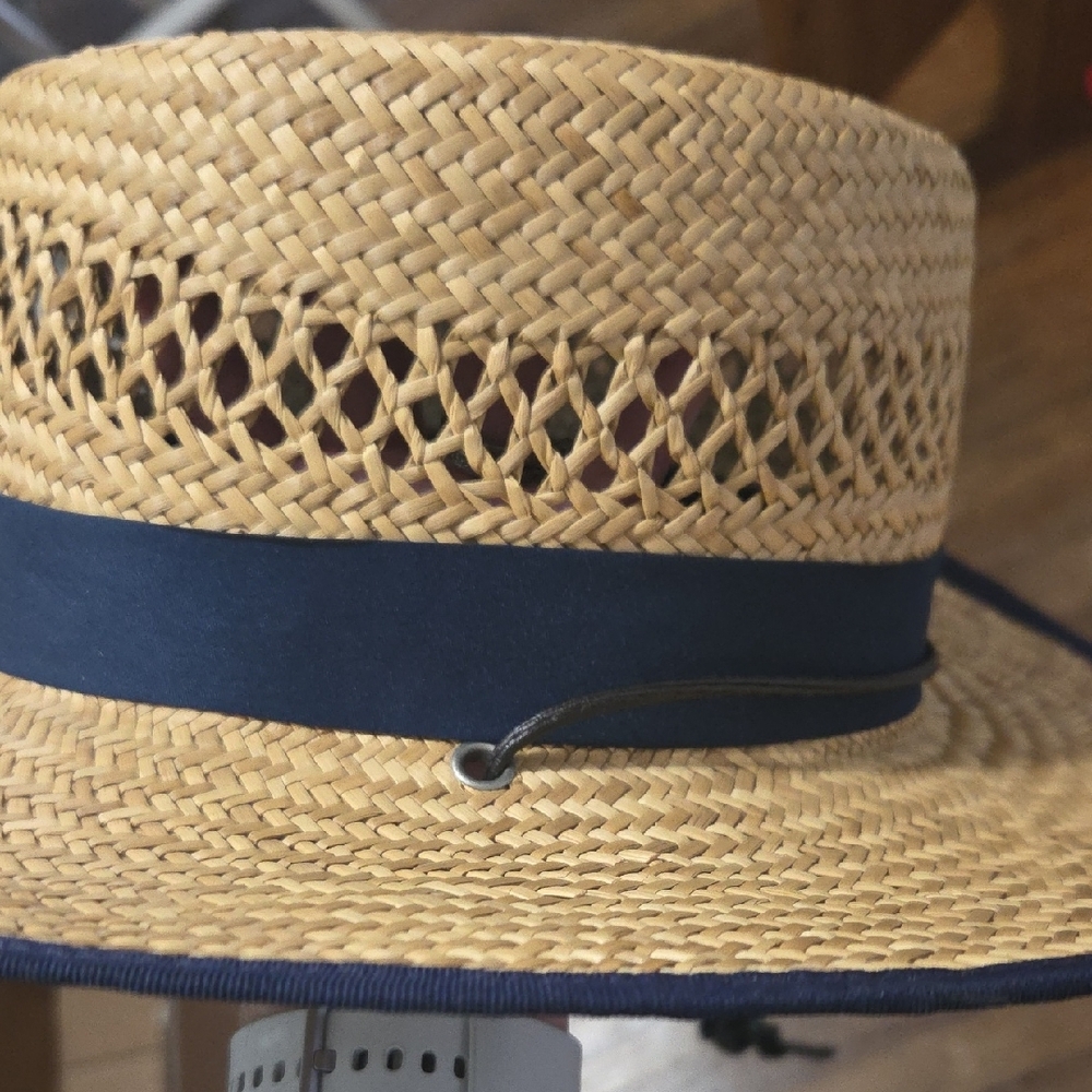 🔵3/$13 Stylish Straw Hat with Navy Band - Picture 5 of 7